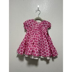 NWT Fox & Finch Baby Girls Sahara Dress : White With Pink Spots Size 6 Months